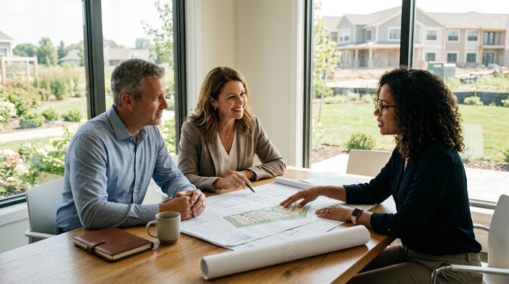 Senior living community building template highlights investment potential in a modern residential development for seniors.
